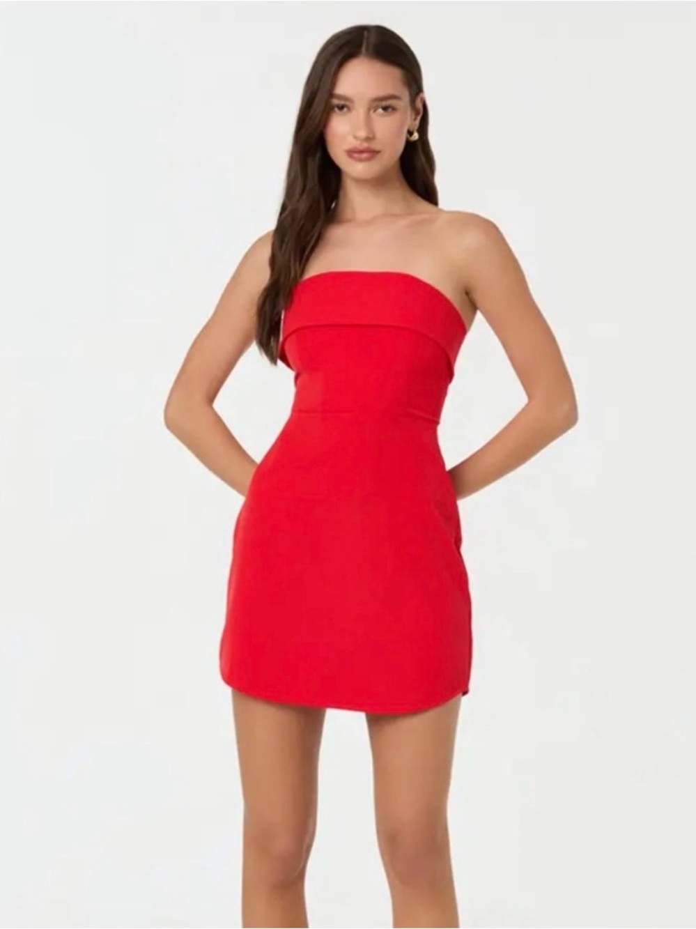 Astr The Label Strapless Red Mini Dress - Clean Silhouette